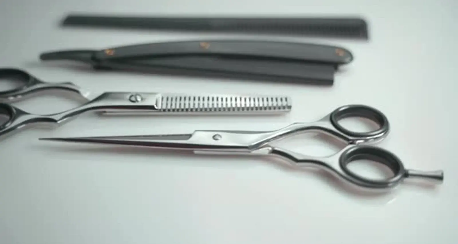 Scissors Ir فوتیج لوازم آرایشگری C7LNBWP Shot Of Professional Scissors And Tools ...